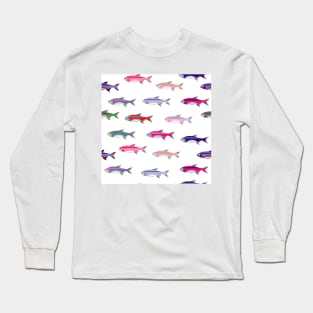 Cute Colored Fish Kids Pattern Seamless Long Sleeve T-Shirt